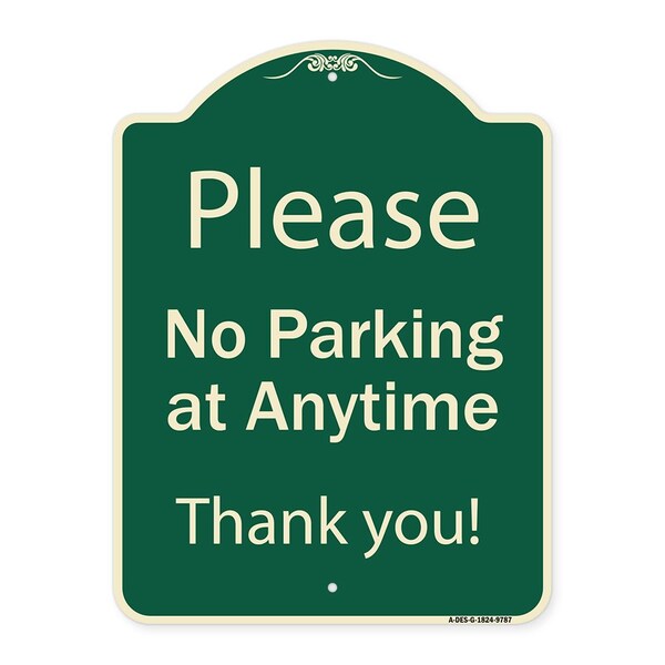 Designer Series-Please No Parking At Anytime Green, 24" x 18", G-1824-9787